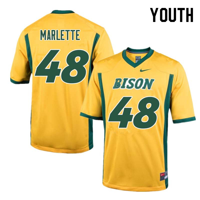 Youth #48 Dan Marlette North Dakota State Bison College Football Jerseys Sale-Yellow - Click Image to Close